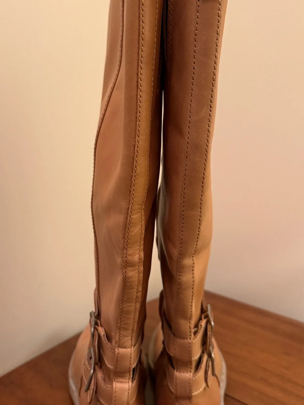 Sam Edelman Distressed Tan Leather Buckle Boots Sz 6.5
